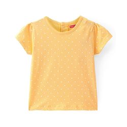 Babyhug Woven  Denim Frock with Half Sleeves  T-Shirt Floral Print - Blue & Yellow