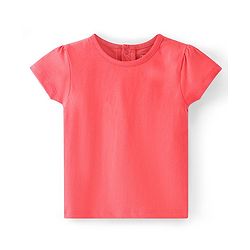 Babyhug Denim Frock With Knit Half Sleeves Inner Tee - Blue