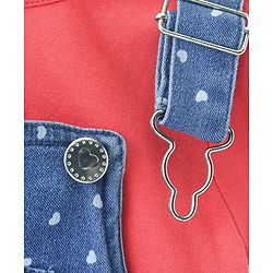 Babyhug Denim Frock With Knit Half Sleeves Inner Tee - Blue