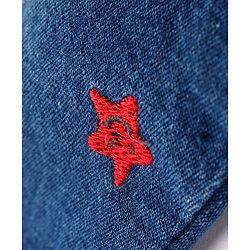 Babyhug Denim Frock With Frill Sleeves Inner Tee Floral & Star Embroidery - Blue