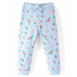 Babyhug Cotton Looper Knit Full Length Lounge  Pant Floral Print -  Blue