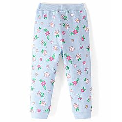 Babyhug Cotton Looper Knit Full Length Lounge  Pant Floral Print -  Blue