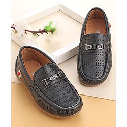 Cute Walk by Babyhug Slip On Loafers with Applique - Black