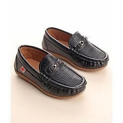 Cute Walk by Babyhug Slip On Loafers with Applique - Black