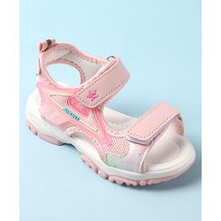 Cute Walk by Babyhug Sandal with Velcro Closure - Light Pink & White
