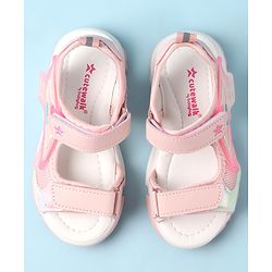 Cute Walk by Babyhug Sandal with Velcro Closure - Light Pink & White
