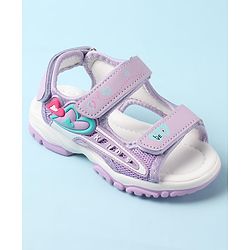 Cute Walk by Babyhug Sandal with Velcro Closure Heart Applique - Purple & White