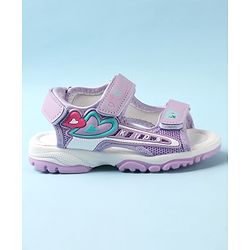 Cute Walk by Babyhug Sandal with Velcro Closure Heart Applique - Purple & White