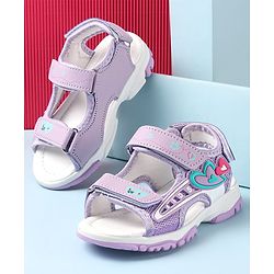 Cute Walk by Babyhug Sandal with Velcro Closure Heart Applique - Purple & White