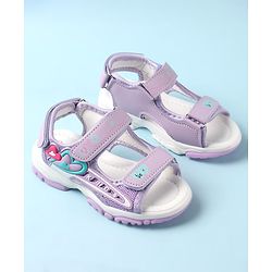 Cute Walk by Babyhug Sandal with Velcro Closure Heart Applique - Purple & White