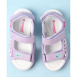 Cute Walk by Babyhug Sandal with Velcro Closure Heart Applique - Purple & White