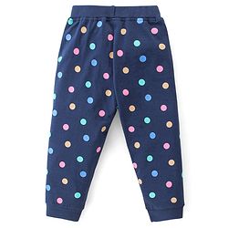 Babyhug Cotton Looper Full Length Lounge Pants Polka Dot & Cute Print Pack of 2 - Navy & Pink