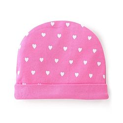Babyhug 100% Cotton Cap Mittens And Booties Heart Printed - Pink
