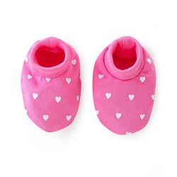 Babyhug 100% Cotton Cap Mittens And Booties Heart Printed - Pink