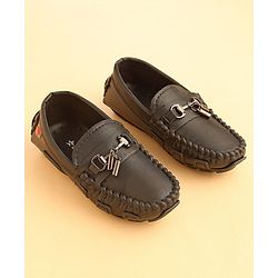 Cute Walk by Babyhug Slip On Solid Formal & Partywear Shoes with Chain Applique - Black