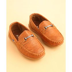 Cute Walk by Babyhug Slip On Solid Formal & Party wear Shoes with Applique - Brown