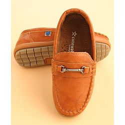 Cute Walk by Babyhug Slip On Solid Formal & Party wear Shoes with Applique - Brown