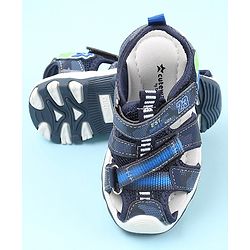 Cute Walk by Babyhug Sandals with Velcro Closure Number & Arrow Applique- Blue