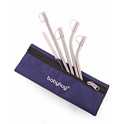 Babyhug Stainless Steel Straw Combo With Cover- Multicolor