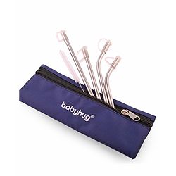 Babyhug Stainless Steel Straw Combo With Cover- Multicolor