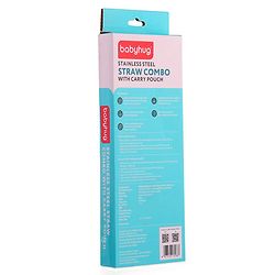 Babyhug Stainless Steel Straw Combo With Cover- Multicolor