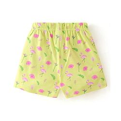 Babyhug Cotton Single Jersey Shorts With Flamingo & Heart Print Pack Of 3 - Pink Green & Blue