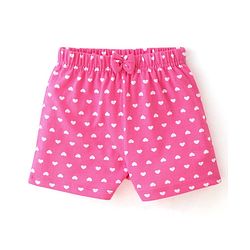 Babyhug Cotton Single Jersey Shorts With Flamingo & Heart Print Pack Of 3 - Pink Green & Blue