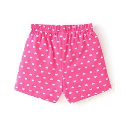 Babyhug Cotton Single Jersey Shorts With Flamingo & Heart Print Pack Of 3 - Pink Green & Blue