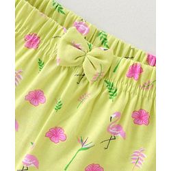 Babyhug Cotton Single Jersey Shorts With Flamingo & Heart Print Pack Of 3 - Pink Green & Blue