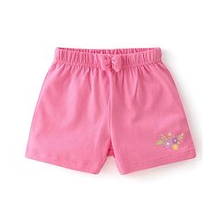 Babyhug Cotton Knit Single Jersey Shorts With Floral & Polka Dot Print Pack of 3 - Yellow Purple & Pink