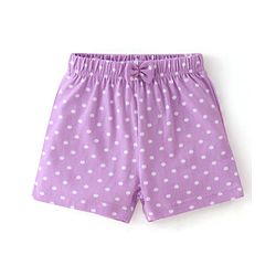 Babyhug Cotton Knit Single Jersey Shorts With Floral & Polka Dot Print Pack of 3 - Yellow Purple & Pink
