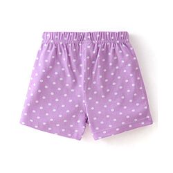 Babyhug Cotton Knit Single Jersey Shorts With Floral & Polka Dot Print Pack of 3 - Yellow Purple & Pink