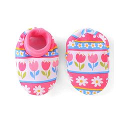 Babyhug 100% Cotton Knit Cap Mittens & Booties Set Floral Print - Pink