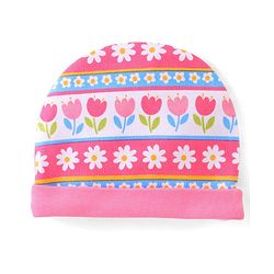 Babyhug 100% Cotton Knit Cap Mittens & Booties Set Floral Print - Pink