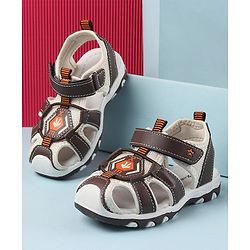 Cute Walk by Babyhug Sandals with Velcro Closure & Arrow Applique- Coffee Brown