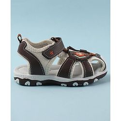 Cute Walk by Babyhug Sandals with Velcro Closure & Arrow Applique- Coffee Brown