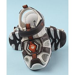 Cute Walk by Babyhug Sandals with Velcro Closure & Arrow Applique- Coffee Brown