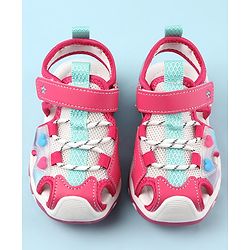 Cute Walk by Babyhug Sandals with Velcro and Heart Applique - Fuchsia