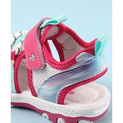 Cute Walk by Babyhug Sandals with Velcro and Heart Applique - Fuchsia