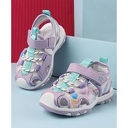 Cute Walk by Babyhug Sandals with Velcro and Heart Applique - Fuchsia