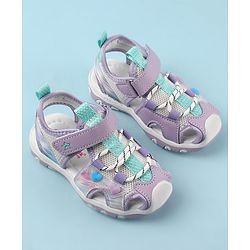 Cute Walk by Babyhug Sandals with Velcro and Heart Applique - Fuchsia