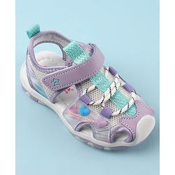 Cute Walk by Babyhug Sandals with Velcro and Heart Applique - Fuchsia