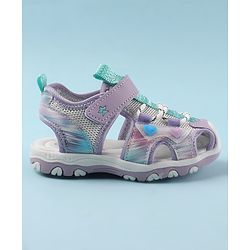 Cute Walk by Babyhug Sandals with Velcro and Heart Applique - Fuchsia