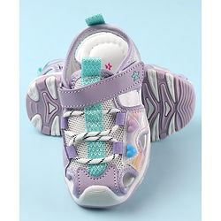 Cute Walk by Babyhug Sandals with Velcro and Heart Applique - Fuchsia