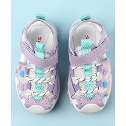 Cute Walk by Babyhug Sandals with Velcro and Heart Applique - Fuchsia