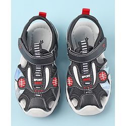 Cute Walk by Babyhug Sandals with Velcro Basketball Theme - Black