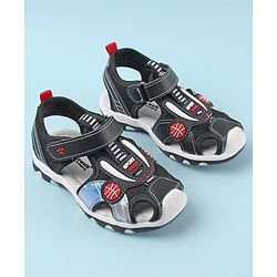 Cute Walk by Babyhug Sandals with Velcro Basketball Theme - Black