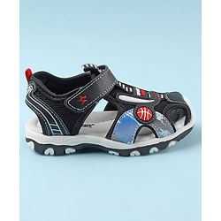 Cute Walk by Babyhug Sandals with Velcro Basketball Theme - Black