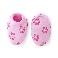 Babyhug 100% Cotton Knit Cap Mittens & Booties Set Floral Print- Pink