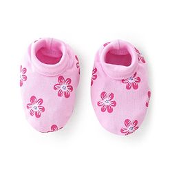 Babyhug 100% Cotton Knit Cap Mittens & Booties Set Floral Print- Pink